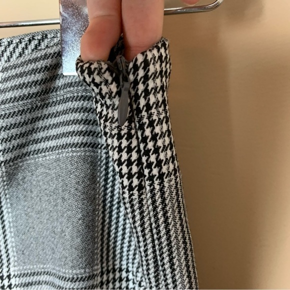 [Zara] Black & White Houndstooth Print Wide Leg Career Pants - Picture 5 of 7